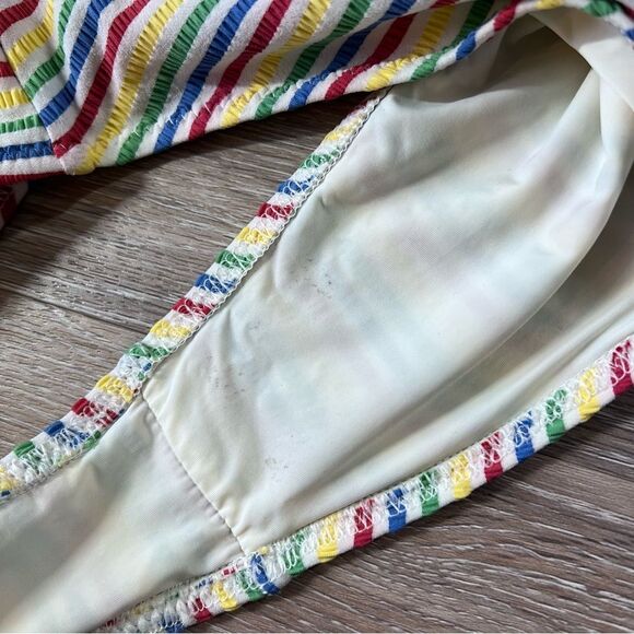 Anthropologie solid and striped rainbow Nadine one piece swimsuit women’s S - Picture 4 of 5